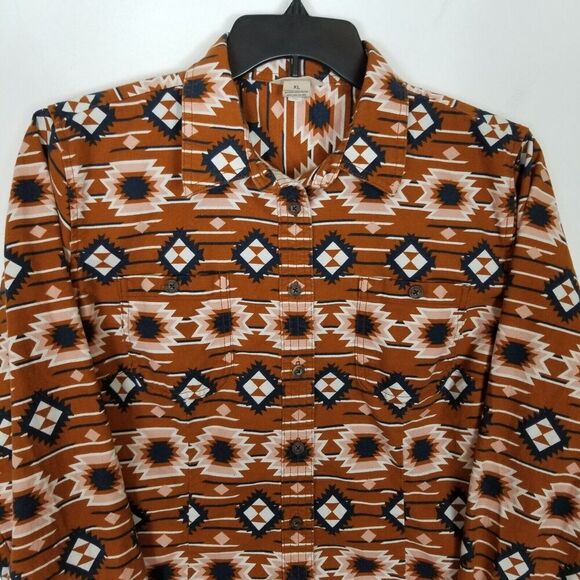 Duluth Trading Women Flannel Shirt Size XL Aztec Tribal Desert Long Sleeve - Picture 2 of 7